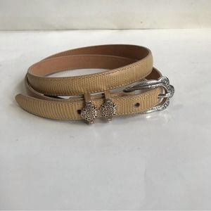 Brighton Vintage Tan Leather Belt Silver Hardware Size 34